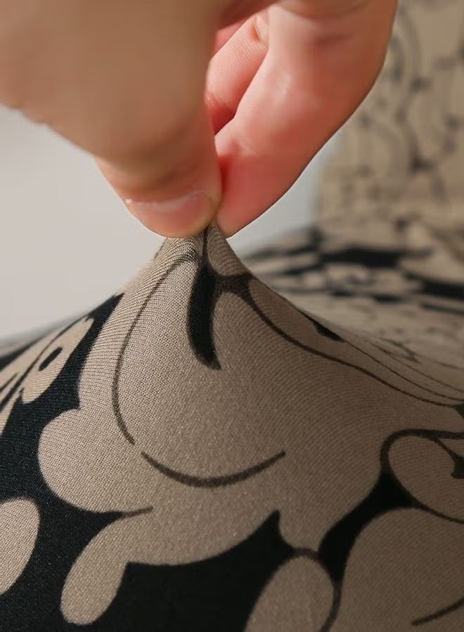 شاربدو قطعة واحدة مطبوعة تمتد كرسي غطاء البيج / الأسود - Image 5